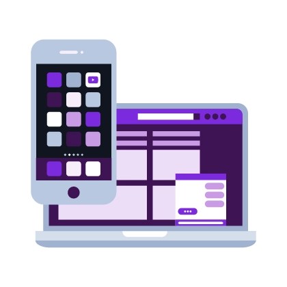 Illustration of a smartphone and laptop