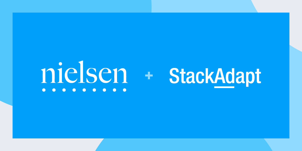 Graphic with Nielsen and StackAdapt logos on a blue background