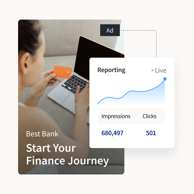 An example of a finance ad with reporting metrics