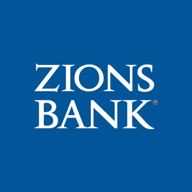 White Zions Bank logo on a blue background